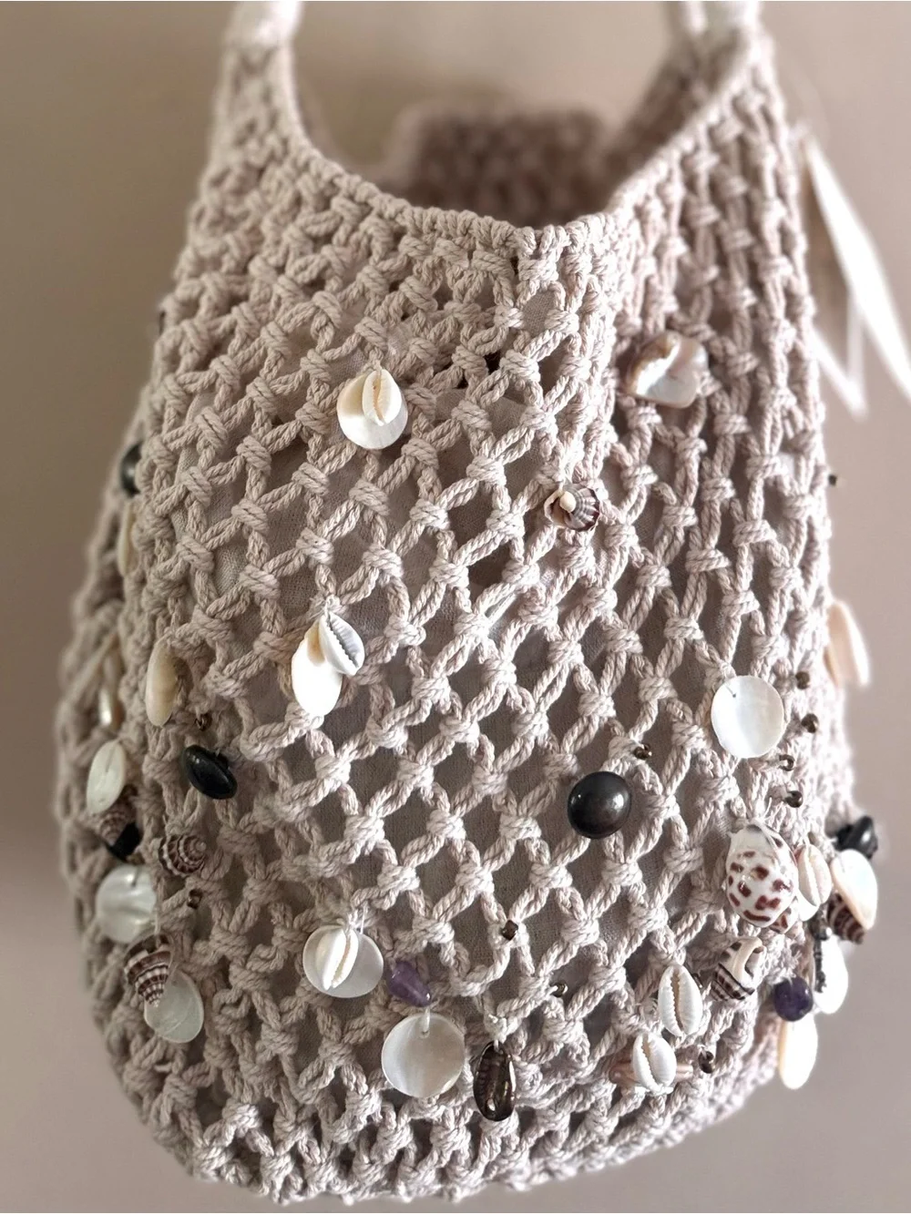 Free People Isle of Dream String Tote Crochet Shell Bag